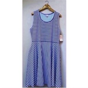 Plus Size LuLaRoe Nicki Dress Blue White Stripe